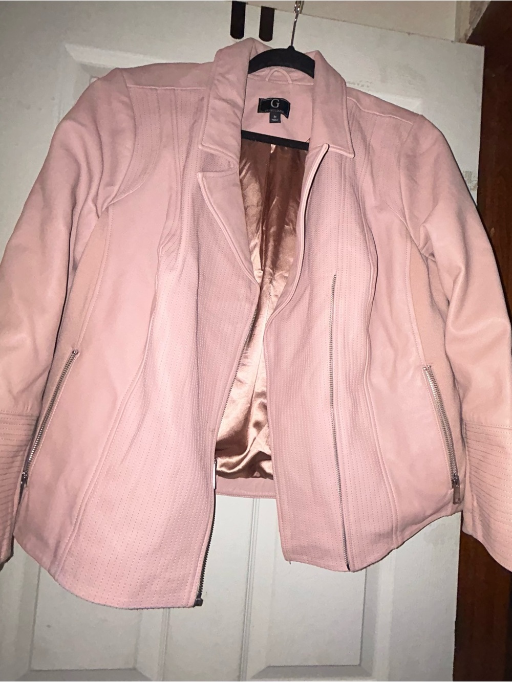 Women Pink Leather Jacket